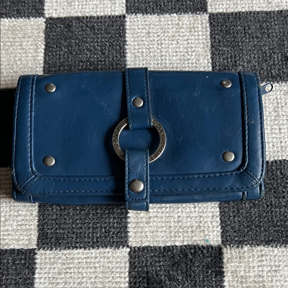 Roxy vintage Navy Leather Wallet with Metal Accents